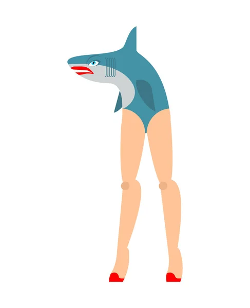 Pesce con le gambe. Sirena viceversa. Pesce testa donna gambe — Vettoriale Stock