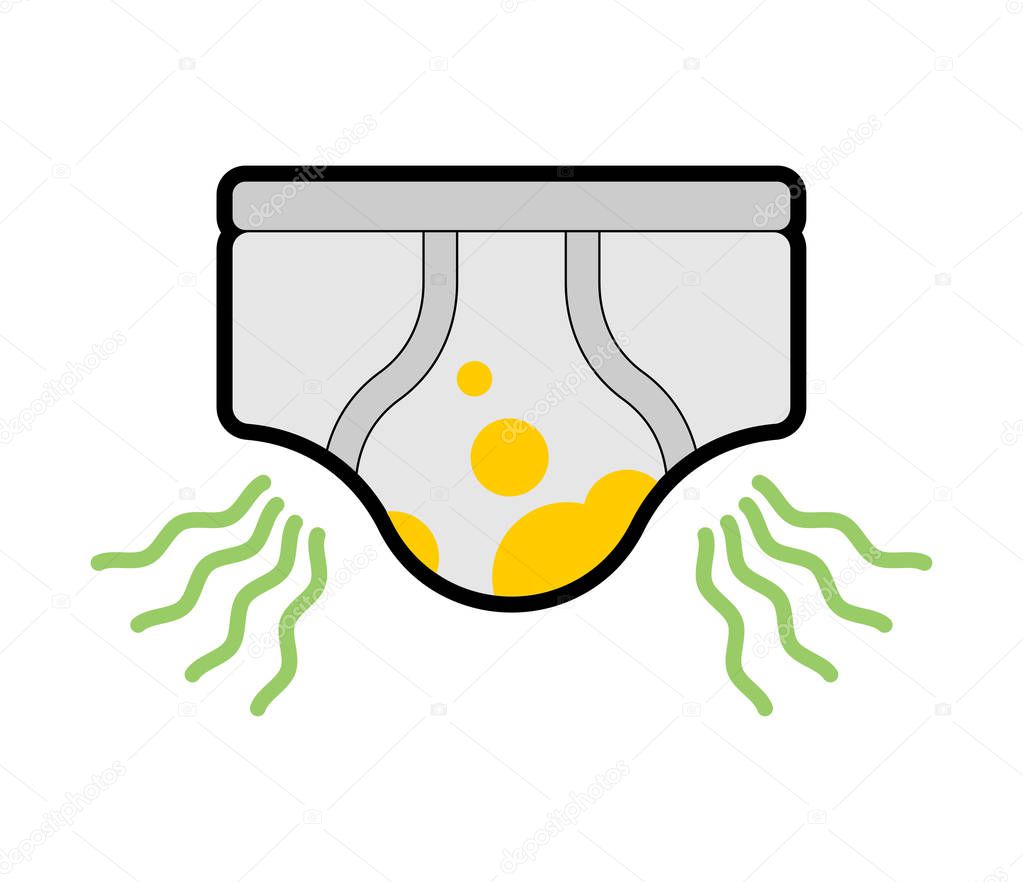 Dirty panties isolated. Unclean shorts. Vector illustration
