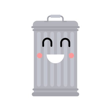 Çöp kutusu kawaii izole edilmiş. Çöp kutusu şirin. Karikatür çöp bin Ve