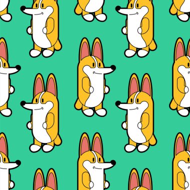 Corgi desen sorunsuz. küçük köpek arka plan. sevimli evcil hayvan vektör te