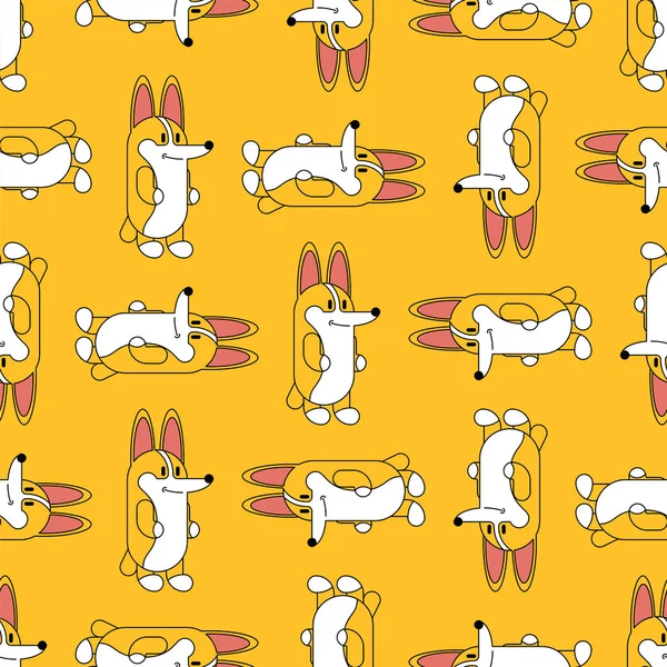 コーギーパターンシームレス。小さな犬の背景。かわいいペットベクトルテ — ストックベクタ