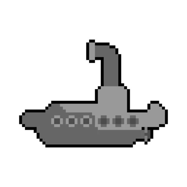 Arte de pixel submarino. Navio para mergulho subaquático 8 bit. Vector il —  Vetores de Stock
