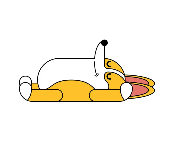 Corgi dormindo isolado. adormecido pequeno cão desenhos animados. animal de estimação bonito vect — Vetor de Stock