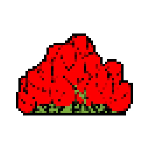 Rosen buske pixel art isolerad. Blommor 8 bitar — Stock vektor