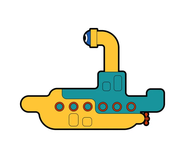 Submarine cartoon isolated. Ship for underwater diving. Vector i — Stock Vector