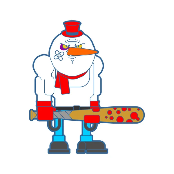 Hooligan Snowman. Bully Santa Claus hjälpare. Ruffian nytt år. Ch — Stock vektor