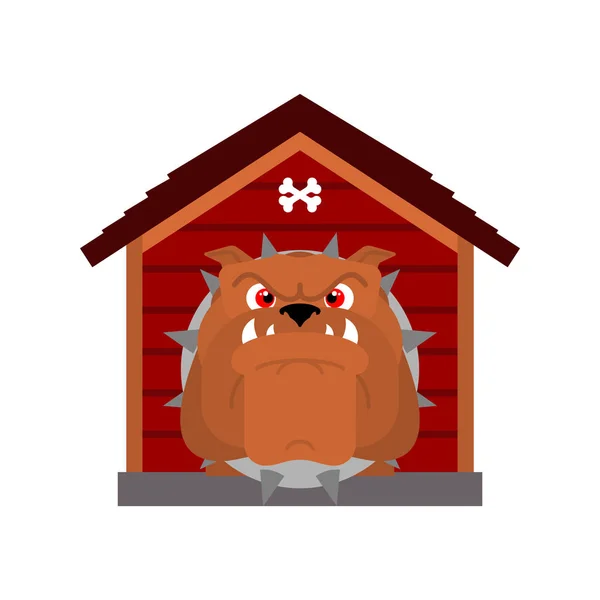 Őrző-védő kutyák a kutyaház. Dühös kutya kennelben — Stock Vector
