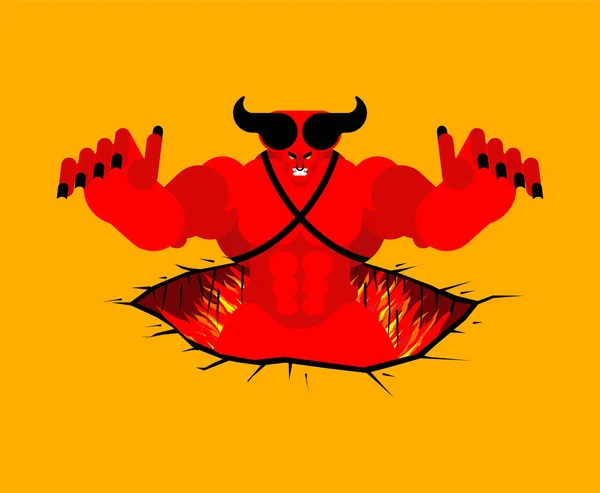 Satanás sale del inframundo. el diablo sale del infierno . — Vector de stock