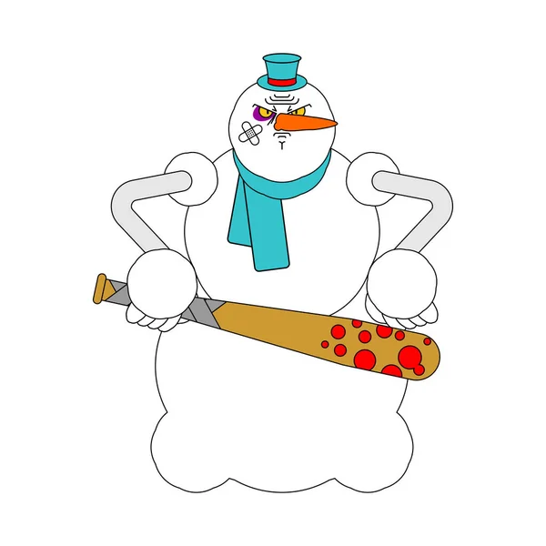 Хуліган сніговика. хуліган Дід Мороз помічник. Новий рік. Ch — стоковий вектор