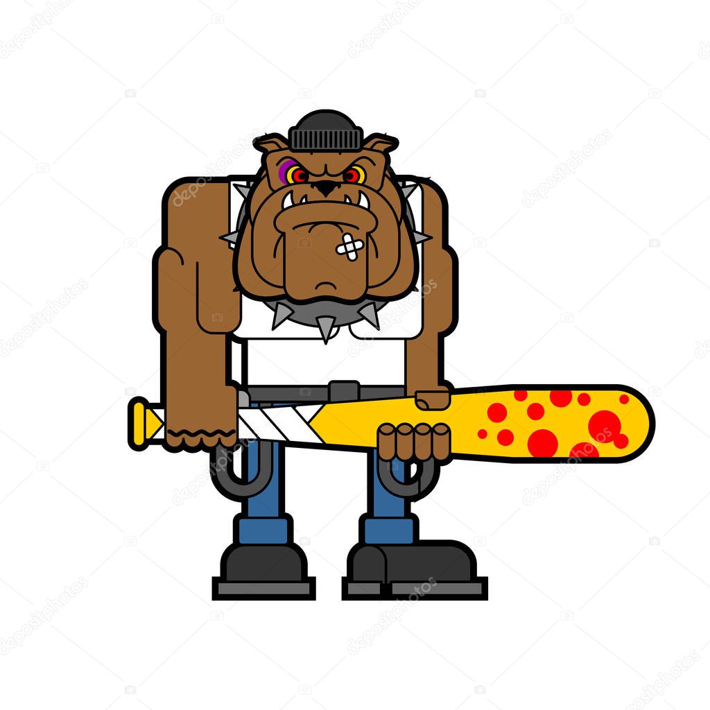 Hooligan dog. bully bulldog. ruffian pet. Vector illustration