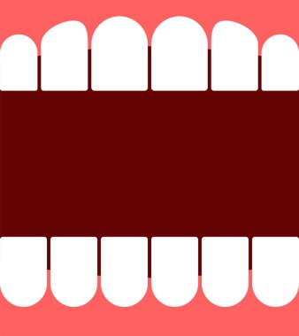 Açık ağız arka plan. Dişler ve diş etleri. vektör illüstrasyon