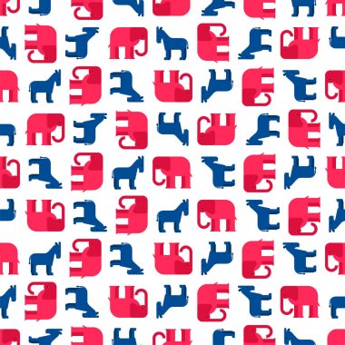 Fil ve Eşek Amerika desen sorunsuz. Cumhuriyetçi ve Demokrasi