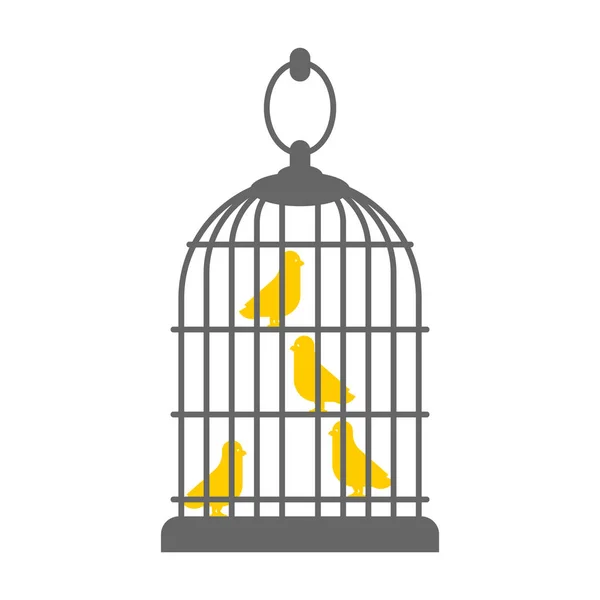 Ptak w klatce izolowane. Symbol niewoli. ilustracja wektorowa — Wektor stockowy