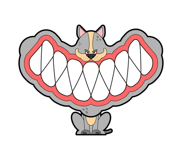 Petit chien en colère avec de grandes dents. petite dent d'animal de compagnie sourire — Image vectorielle