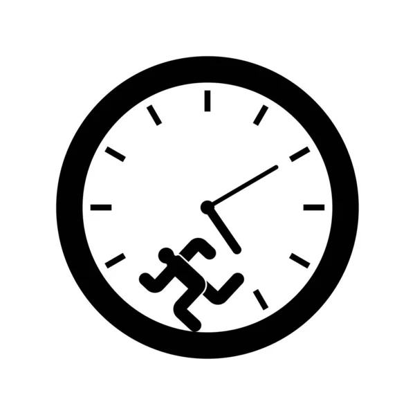 Man runs inside clock. Run away from time�� — Stock Vector