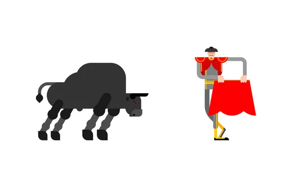 Torero e toro. Matador e bue. Vettore corrida illustrat — Vettoriale Stock