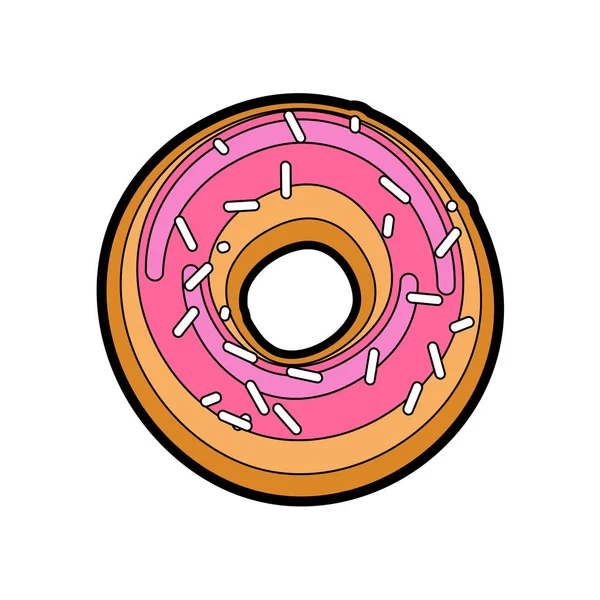 Rosa Donut isoliert. Erdbeerkrapfen. Vektorillustration — Stockvektor