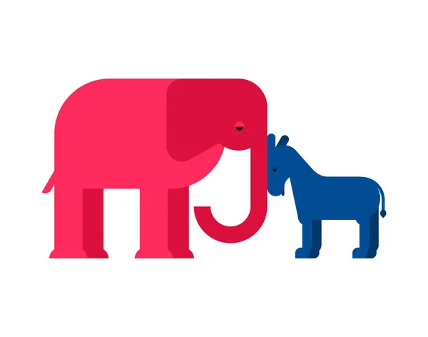 Elephant and Donkey USA. Parti républicain et démocrate Amérique . — Image vectorielle