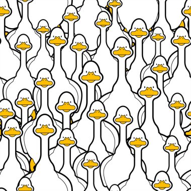 Beyaz kaz deseni sorunsuz. Ev içi su kuşu arka planı. Vec