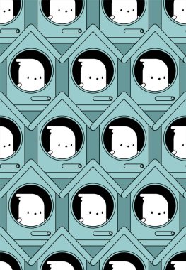 Kuş Kuş Birdhouse karikatür desen sorunsuz. Evde backg Birdie