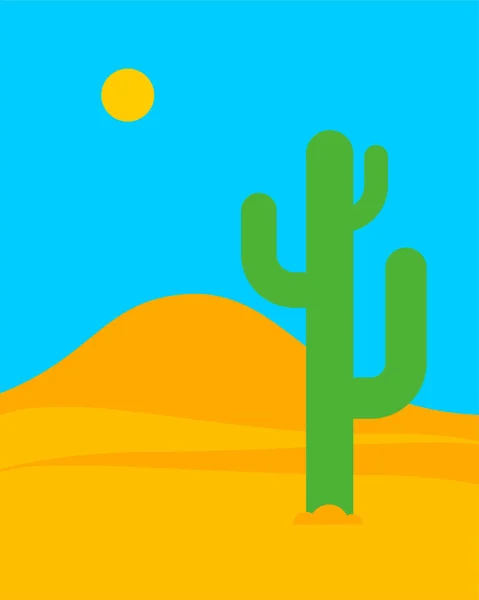 Desenhos animados da paisagem do deserto. Areia e cacto. ilustração vetorial — Vetor de Stock