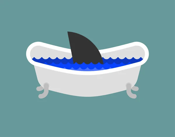 Žralok ve vaně, samostatný kreslený. Vektorová ilustrace — Stockový vektor