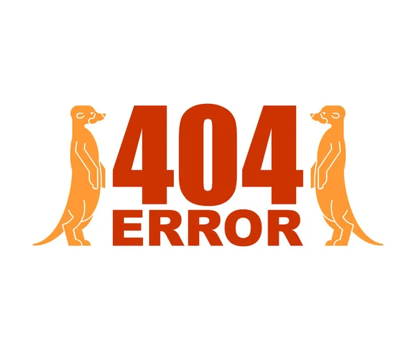 404 error page and Meerkats. Meerkat stand and wait. Small mongo — Stock Vector