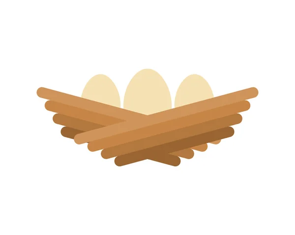Nest mit Eiern Karikatur isoliert. Vektorillustration — Stockvektor