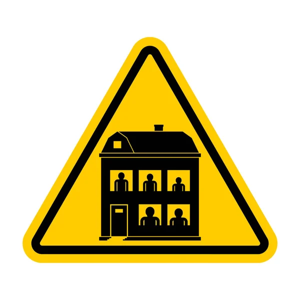 Attention Maison de famille. Avertissement signalisation jaune. Famille de prudence — Image vectorielle