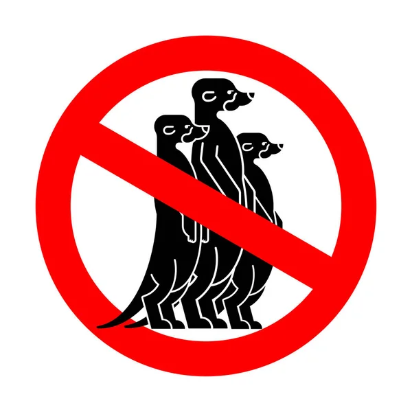 Stop meerkat. Vörös út tiltó jel. Tilalom kis mongúz — Stock Vector