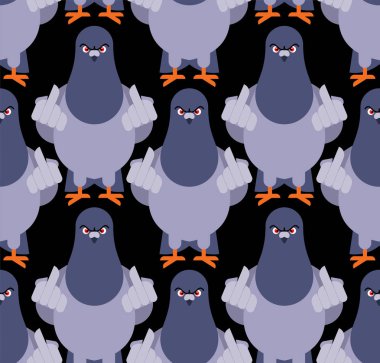 Pigeon shows fuck pattern seamless. Angry dove background. Aggre