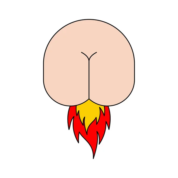 Signo de trasero. Culo en el fuego símbolo. Icono de Butt Hurt. irritabilidad — Archivo Imágenes Vectoriales