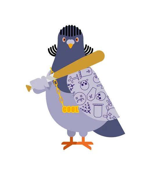 Un gangster pigeon. Cool City bird. gangsta du SWAG. Pigeon gars rappeur — Image vectorielle