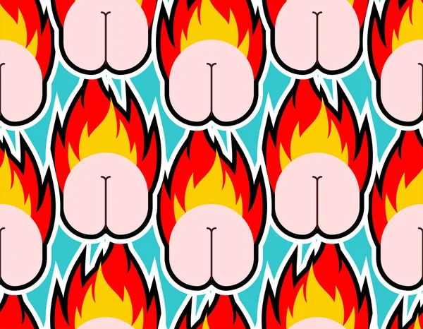 Butthurt background . Ass on fire ornament. Butt Hurt pattern se — Stock vektor