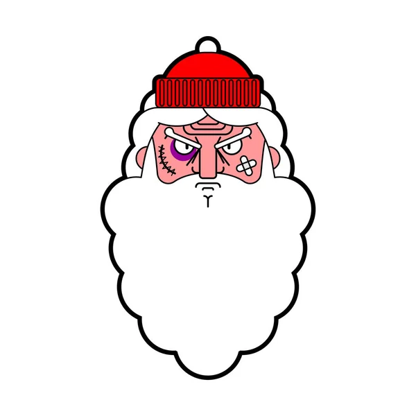 Hooligan en colère Santa face. tyran Claus. ruffian grand-père de Noël — Image vectorielle
