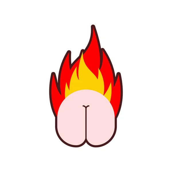 Sinal de rabiosque. Ícone Butt Hurt. Ass no símbolo de fogo. irritabilidade — Vetor de Stock
