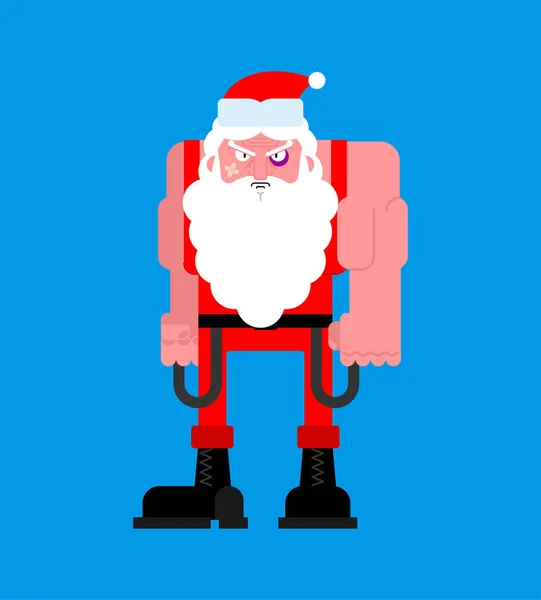 Hooligan angry Santa. bully Claus. ruffian Christmas grandfather — Stock Vector
