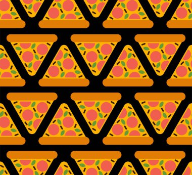 Pizza karikatür desen sorunsuz. Fast food arka plan. vektör tex