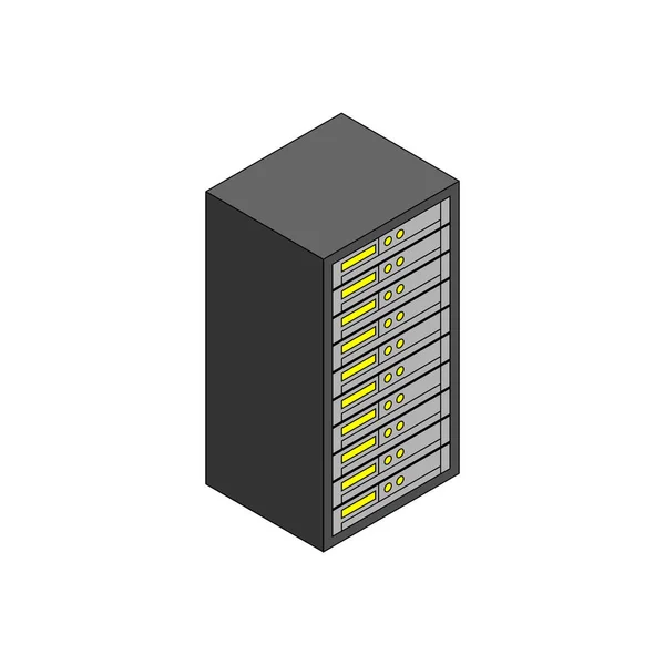 Server tecknad serie isolerad. Dator med nätverks Data Center — Stock vektor