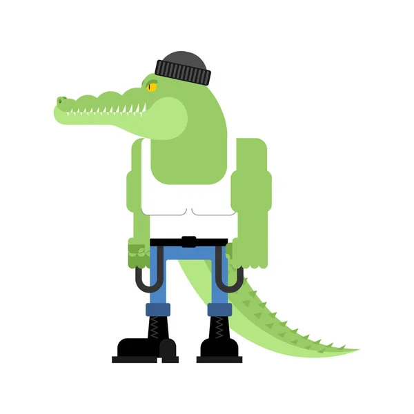 Bully crocodile. Un alligator de Hooligan. Un croque-mitaine. Poussière vectorielle — Image vectorielle