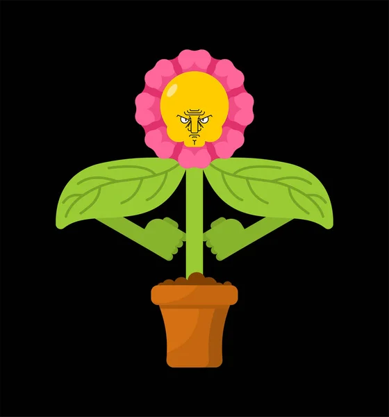 Boze bloem in pot. Evil Home plant. Agressief kruid — Stockvector