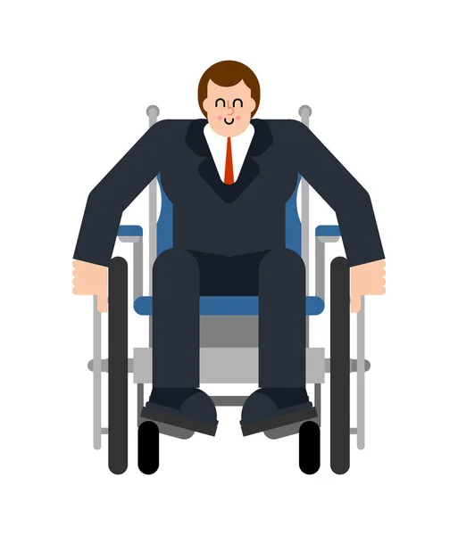 Chefe em cadeira de rodas. Empresário deficiente não pode andar —  Vetores de Stock