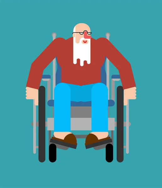 Nonno sulla sedia a rotelle. Nonno disabile non può camminare — Vettoriale Stock