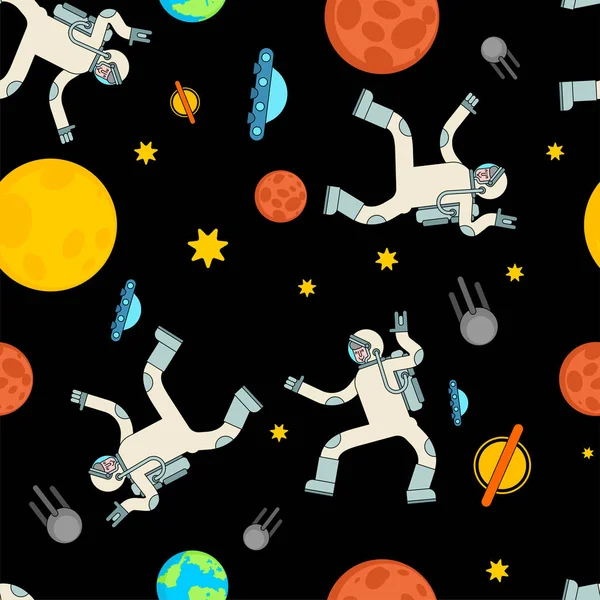 Astronautdans i rymden mönster sömlös. Spaceman dansare att — Stock vektor