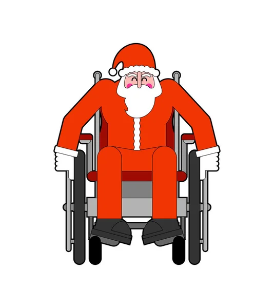 Père Noël en fauteuil roulant. Grand-père handicapé ne peut pas marcher. Chri — Image vectorielle