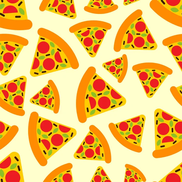 Pizza Cartoon Muster nahtlos. Fast Food Hintergrund. Vektortex — Stockvektor