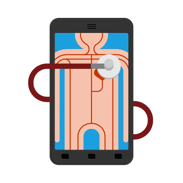 Smartphone treatment. Medical Online Consultation. Phone and pho — Stock Vector