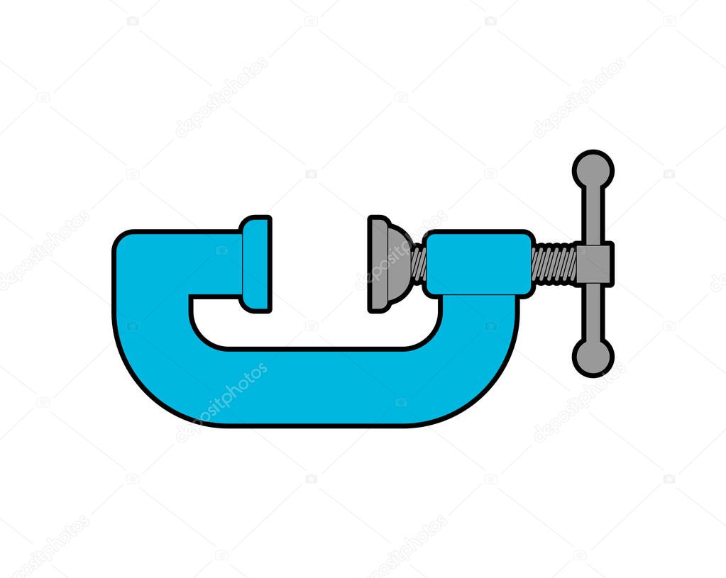 Clamp tool isolated. Locksmith tool. vector illustration