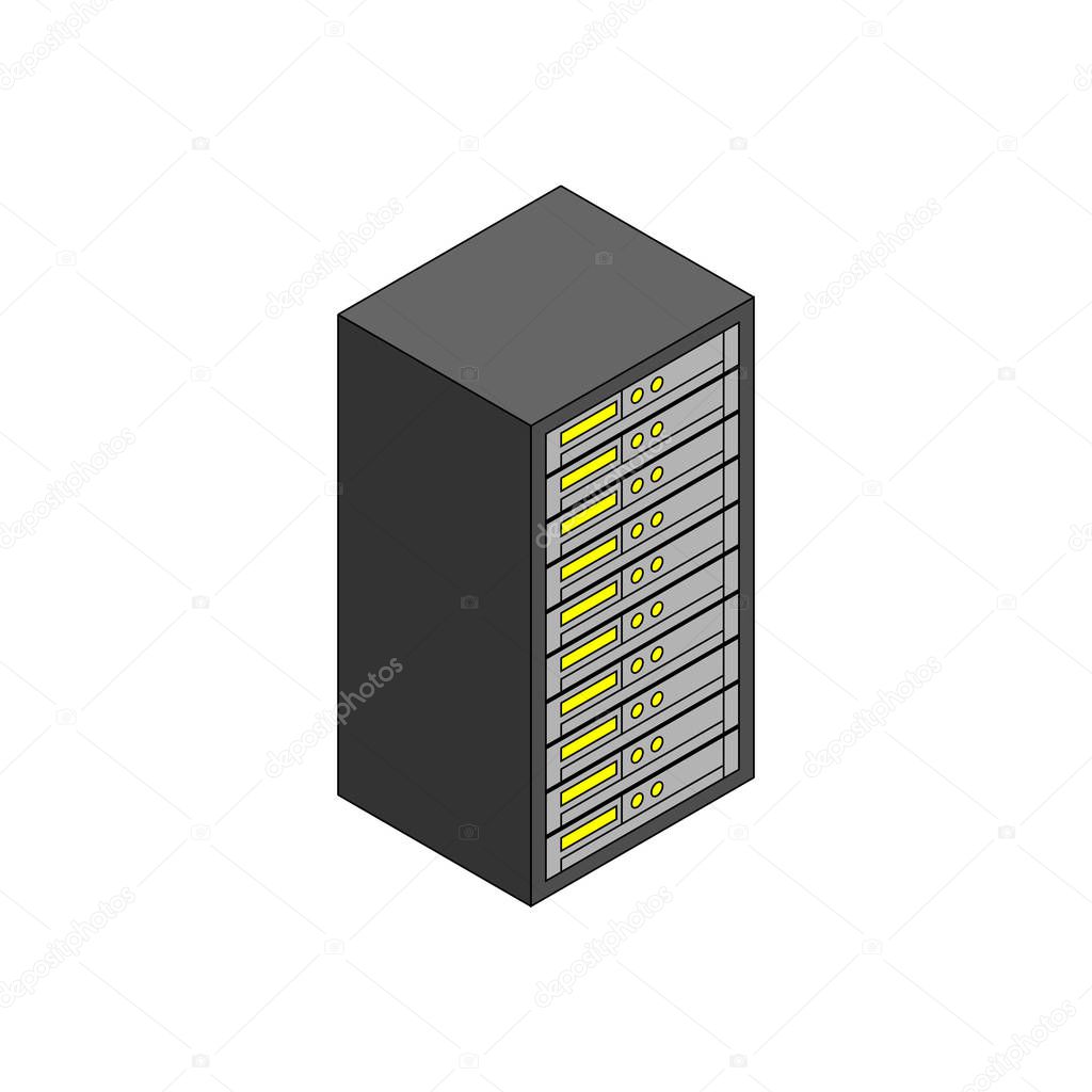 Server cartoon isolated. Network Data center Computer 