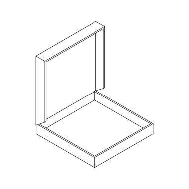 Pizza kutusunda boş açık izole. vektör illüstrasyon